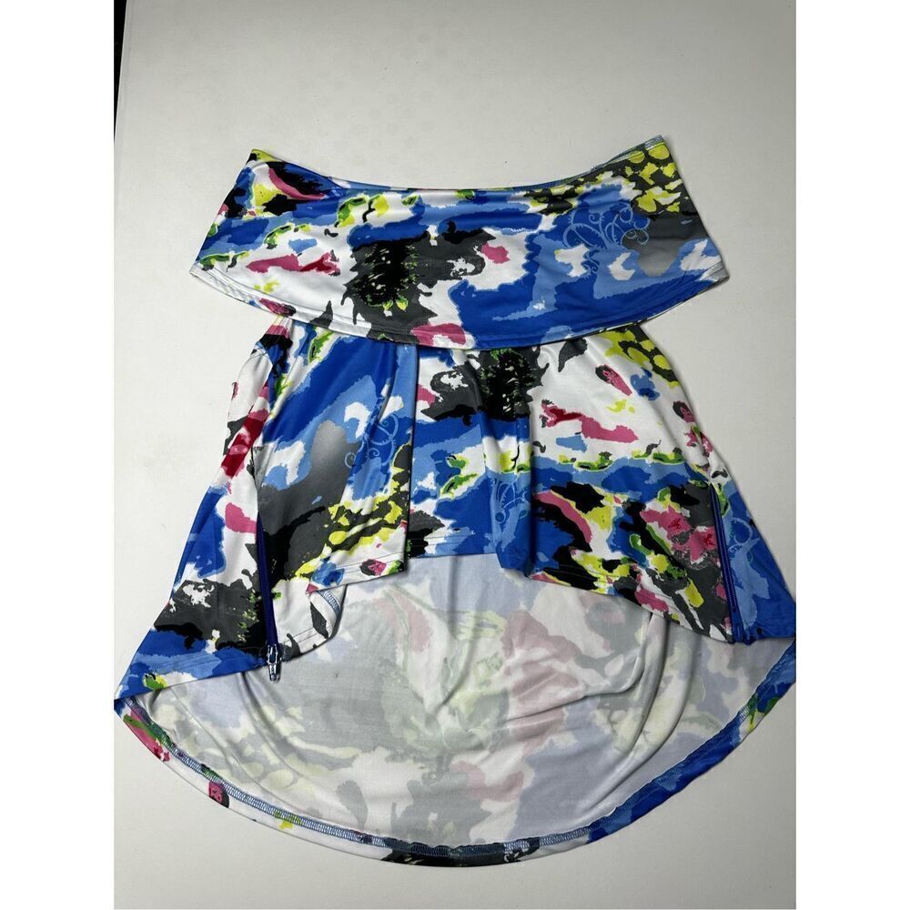 Polly Prince Women’s open Shoulder Top Size M Blue White